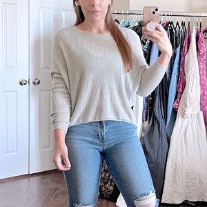 Ralph Lauren Gray Cashmere Blend Sweater Long Sleeve Batwing Oversized Small